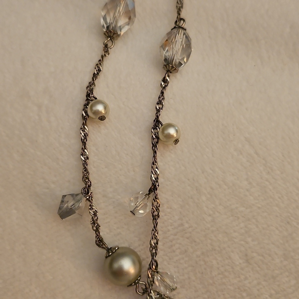 PREMIER DESIGNS Faceted Glass Pearl Cha Cha Long Bridal Formal Chain Necklace - Picture 4 of 8